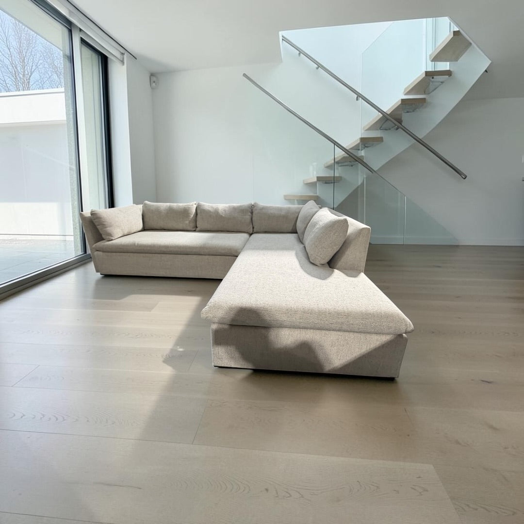 West Elm Shelter 105” Sectional Sofa in Gravel Twill