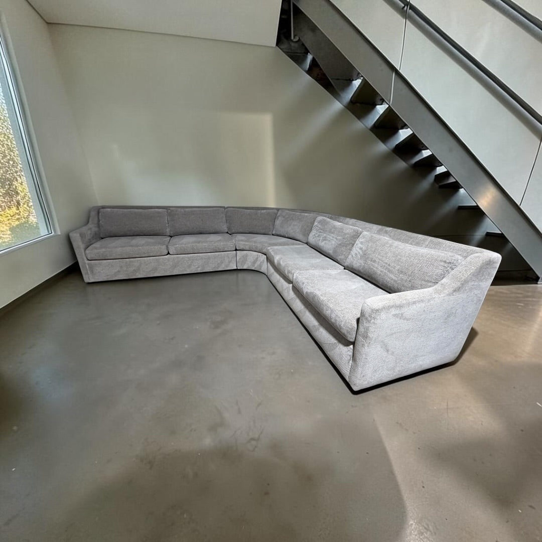 Crate & Barrel Notch 128.5" Curved 3 Piece Sectional in Hansel Storm