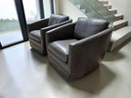 Room & Board Ford Swivel Chairs in Laino Slate Leathe