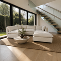 Crate & Barrel Lotus Deep Modular 4-Piece L-Shaped Armless Sectional Sofa with Ottoman