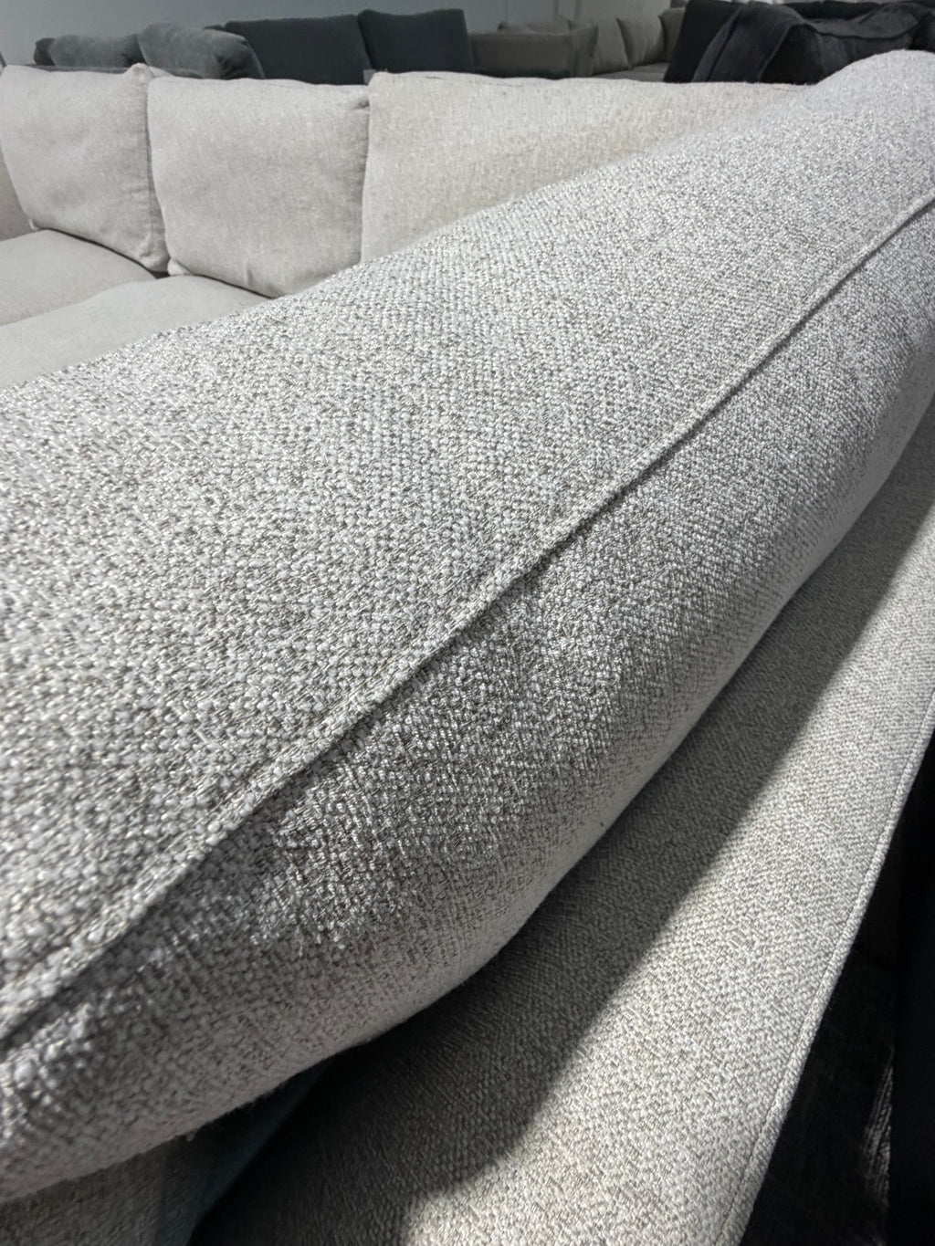 West Elm Haven 108" Bumper Chaise Sectional in Oatmeal Linen Weave