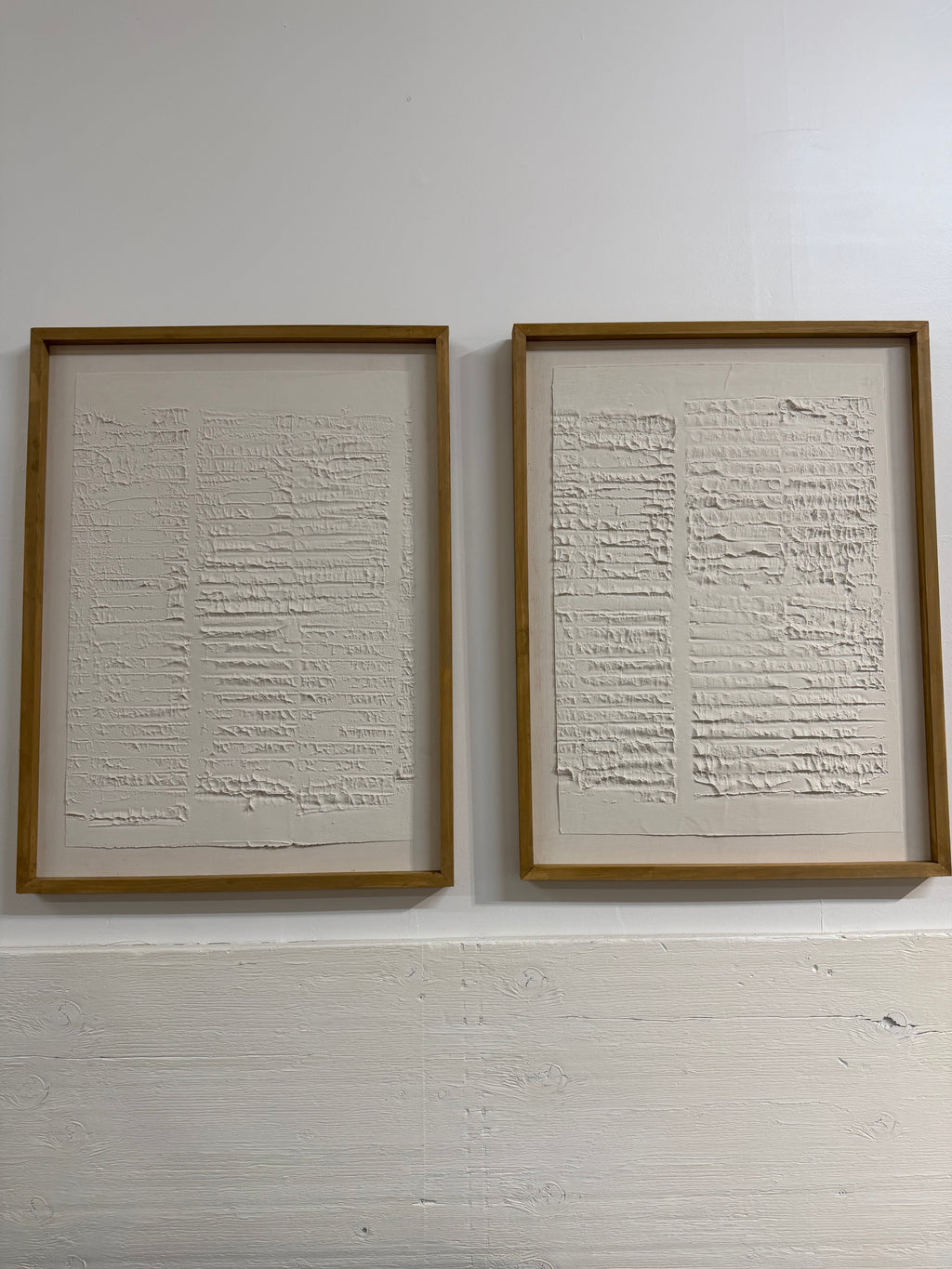 MasonArt Old Bricks w/ White Oak Frame Set of 2.  Ready to Hang. 33” x 25” or Custom made to order in your size