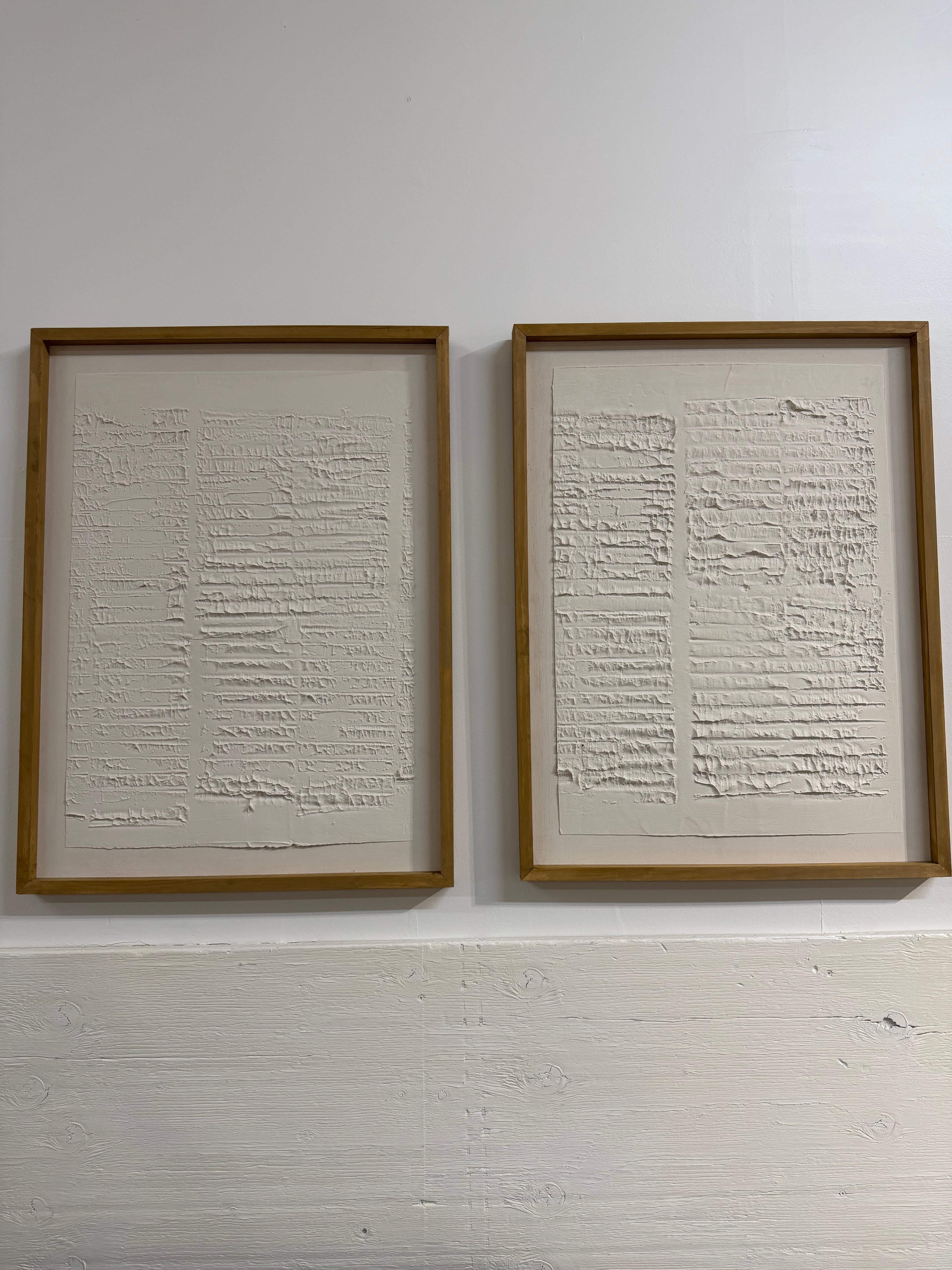 MasonArt Old Bricks w/ White Oak Frame Set of 2.  Ready to Hang. 33” x 25” or Custom made to order in your size