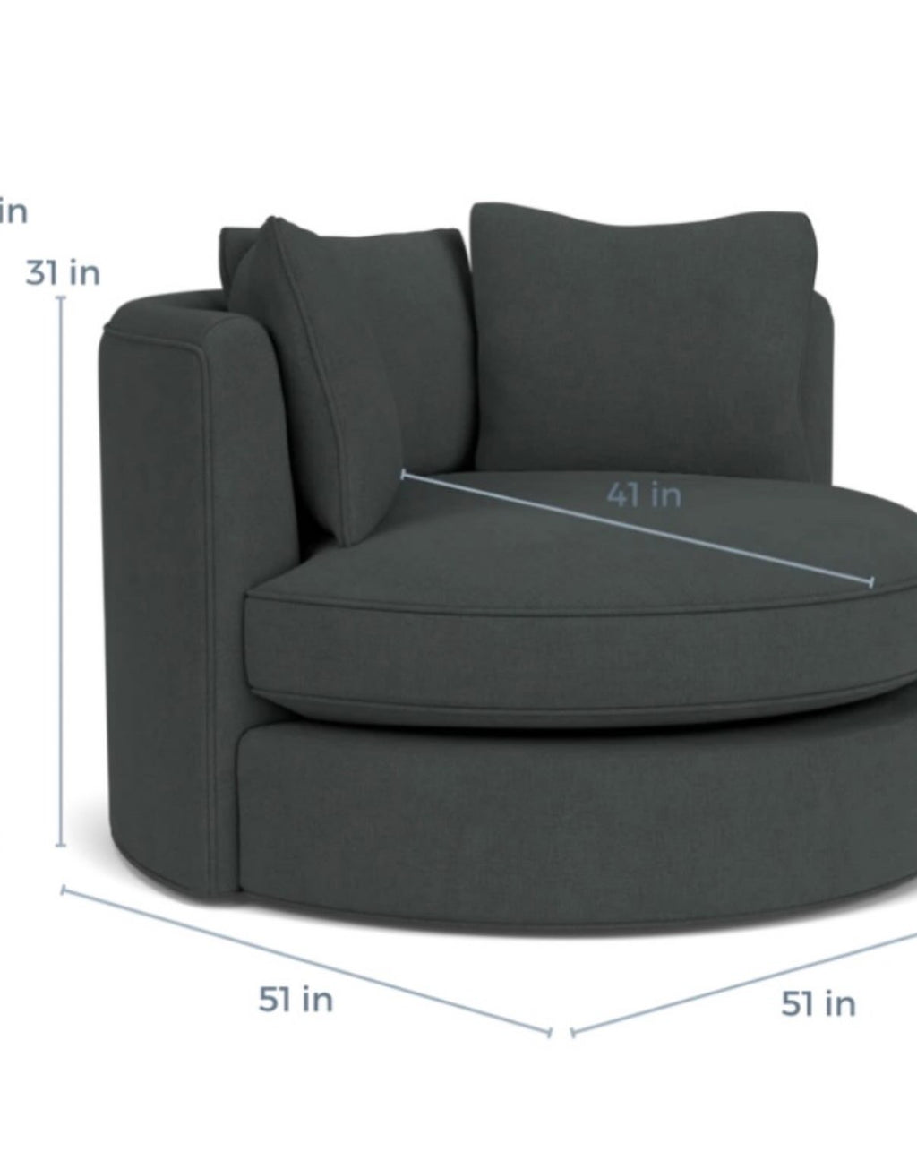 Room & Board Eos swivel Chair in Derry Charcoal