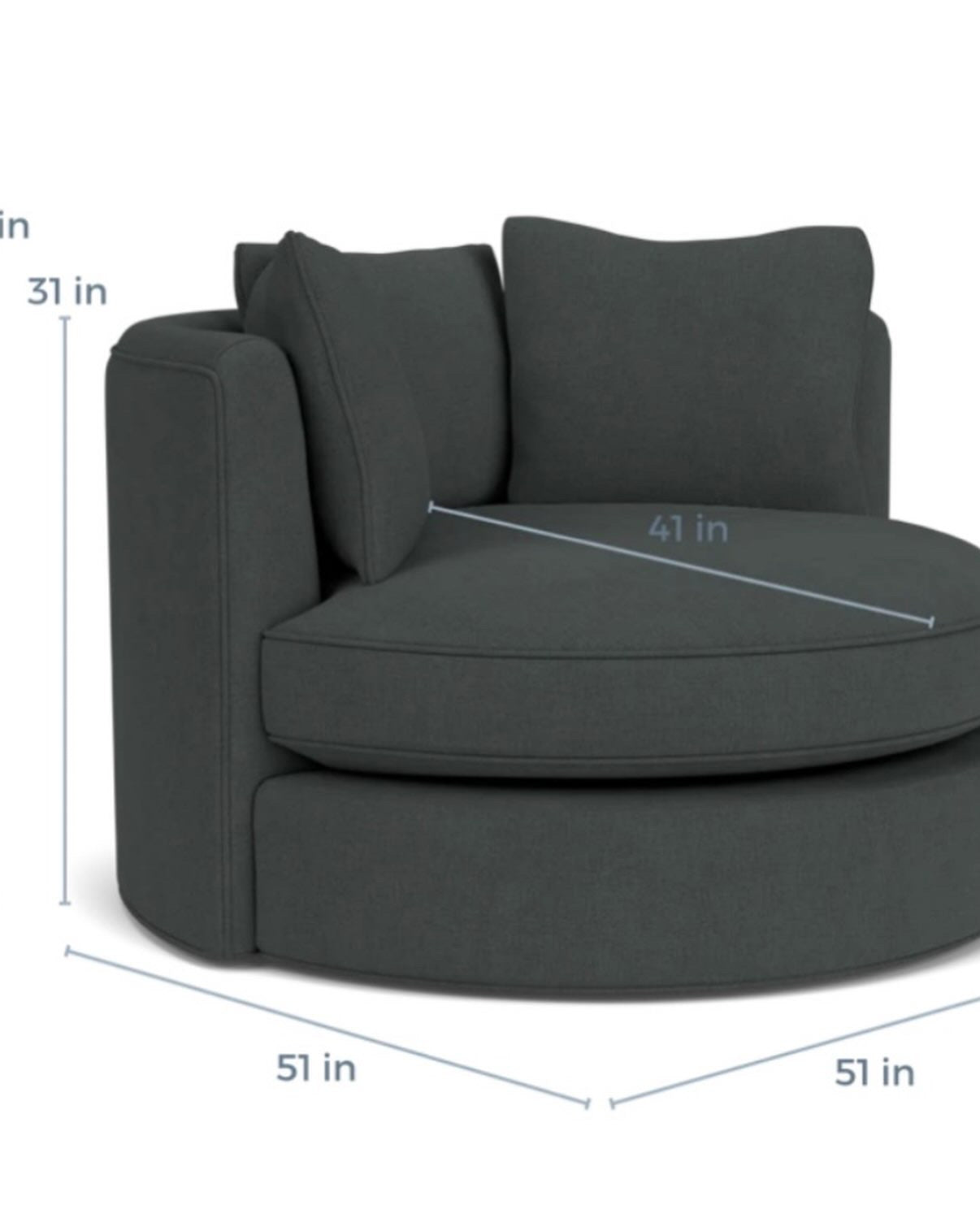 Room & Board Eos swivel Chair in Derry Charcoal