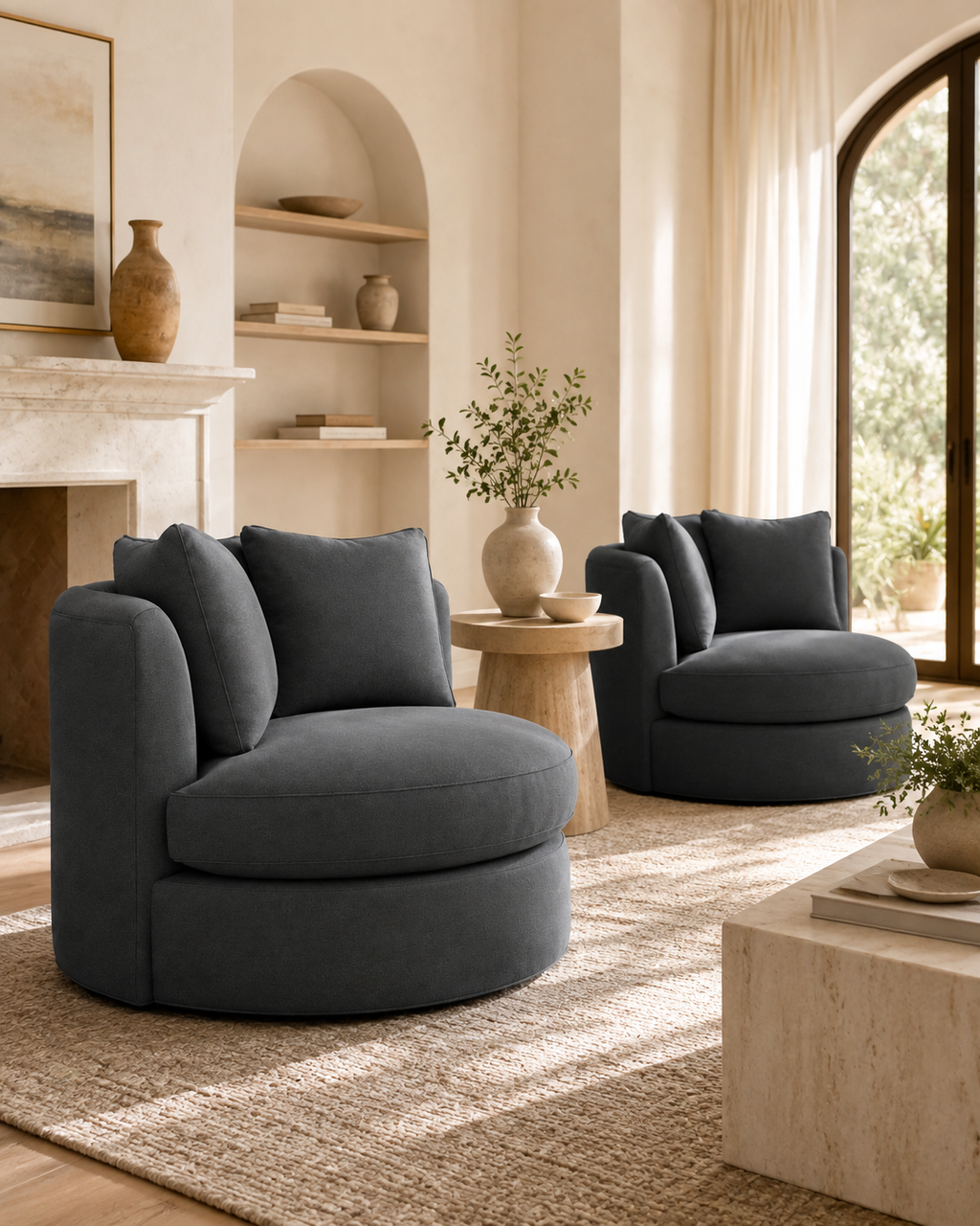 Room & Board Eos swivel Chair in Derry Charcoal