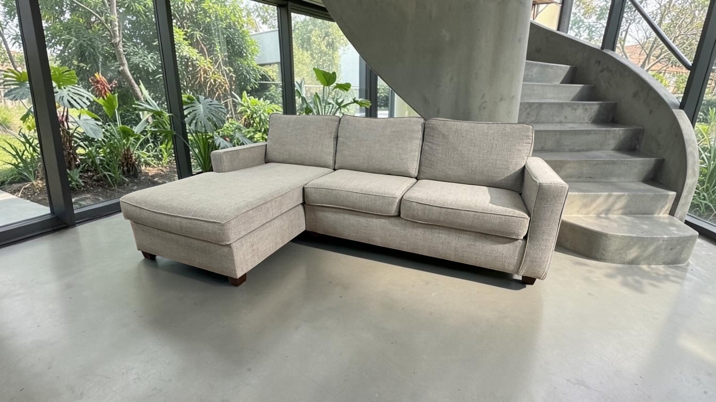 West Elm Henry 101” 2-Piece Chaise Sectional in Performance Twill Gravel
