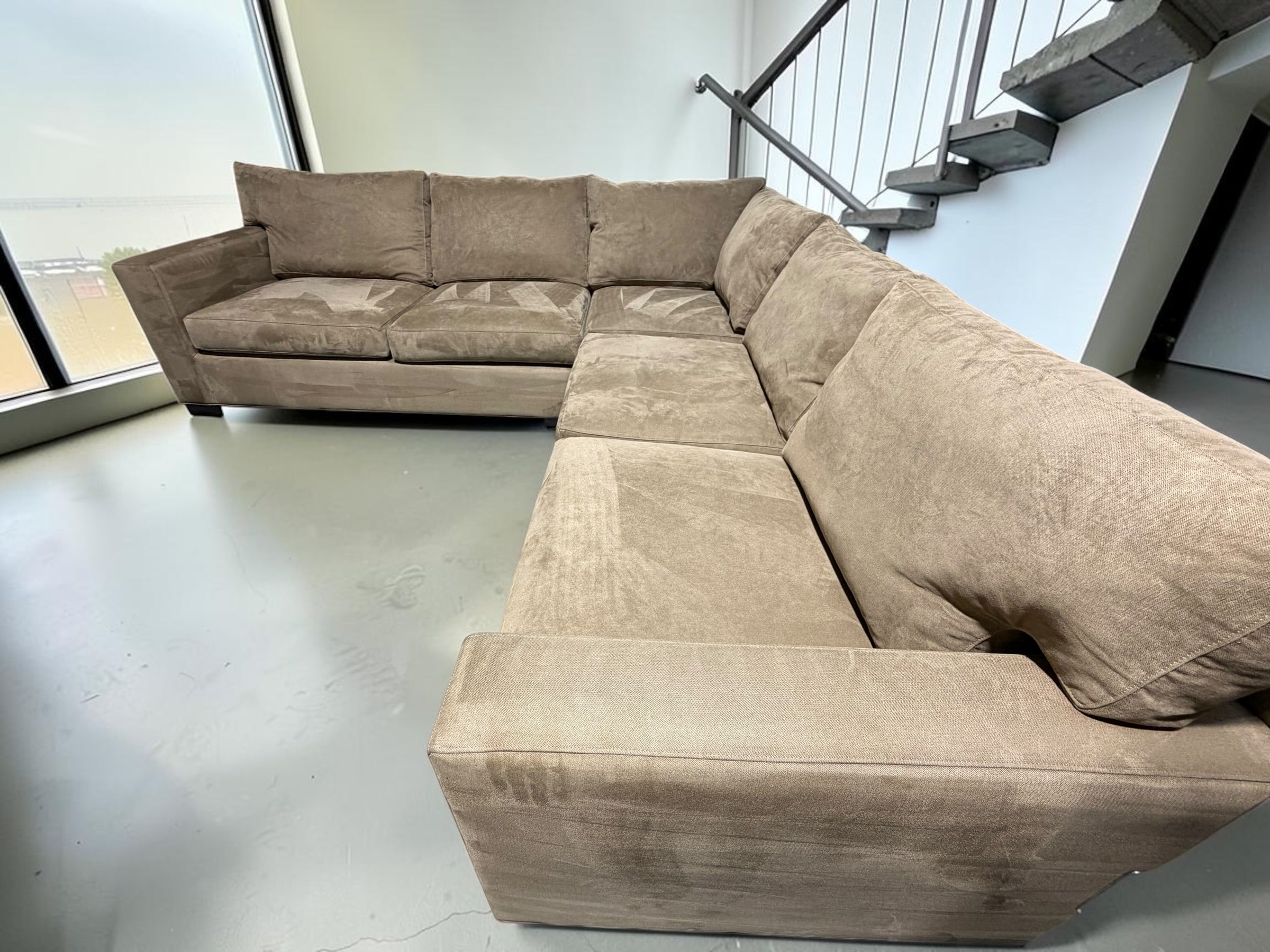 Crate & Barrel Axis 113" 3 piece Sectional in Douglas Coffee