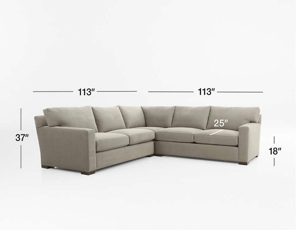 Crate & Barrel Axis 113" 3 piece Sectional in Douglas Coffee