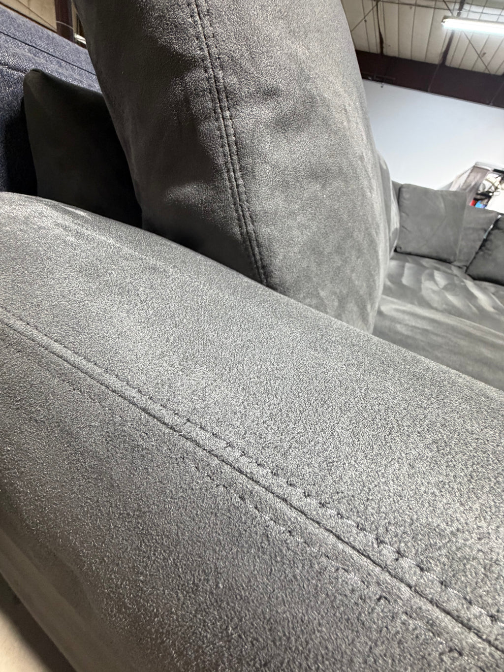 Room & Board Metro 113” 4 Piece L Shape, extra 30” Armless Chair in Shelly Carbon Microfiber