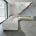 Crate & Barrel Bucktown 142” Modular 5-Piece Curved L-Shaped Wedge Sectional Sofa in Vanilla Belden boucle