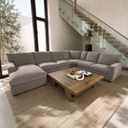 Crate & Barrel Axis 154" Wedge 4 Piece Sectional, Down Blend in Douglas Nickel Herringbone
