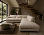 West Elm Haven 108" Bumper Chaise Sectional in Oatmeal Linen Weave
