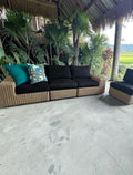 Crate & Barrel Abaco Modular All-Weather Wicker Outdoor Sofa Sectional with Graphite Sunbrella ® Cushion