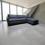 Room & Board Linger 116” 2 piece Sofa Chaise Sectional, Down Blend Cushions in Sumner Navy.