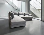West Elm Haven 108" 2-Piece Bumper Chaise Sectional, Heavy Down Blend Cushions in Storm Gray Washed Canvas