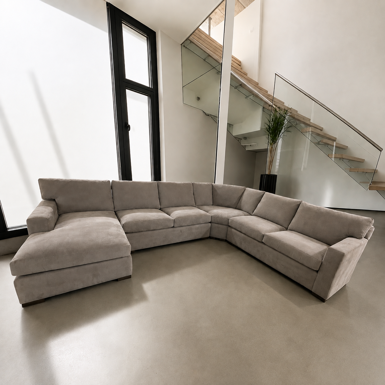 Crate & Barrel Axis 154" Wedge 4 Piece Sectional, Down Blend in Douglas Nickel Herringbone