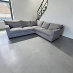 Crate & Barrel Axis 113 x 110, 3 Piece Sofa sectional, down blend in Douglas gray herringbone microfiber