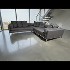 Restoration Hardware Cordoba 139” x 118” 3 Piece, XL wide Sofa Sectional, Heavy Down Blend Cushions in Charcoal Performance Linen Basketweave