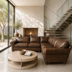 Restoration Hardware RH Original Lancaster 9ft Right Arm L- Sectional Sofa in Italian Brompton Cocoa.