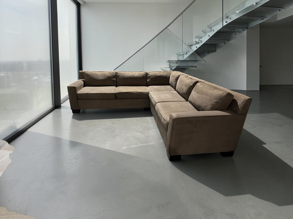 West Elm Urban 95” x 95” L Shape, 3 Piece Sectional in Amalfi Cappuccino Herringbone Microfiber