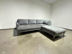 West Elm Andes 94” 3-Piece Ottoman Sectional in Mineral Gray, Performance Distressed Velvet