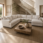 Arhaus Dune 135” 3 Piece U Shape Sofa Chaise Sectional in Textured Linen Weave