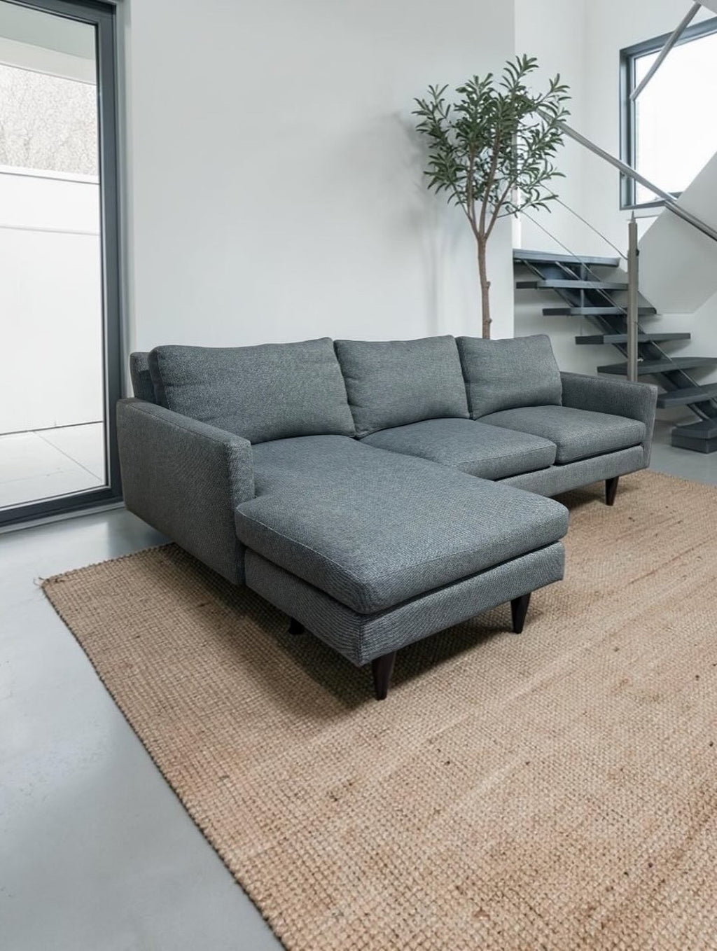 Room & Board Jasper 96” Reversible Chaise Sofa Sectional, Down Blend in Tepic Haze