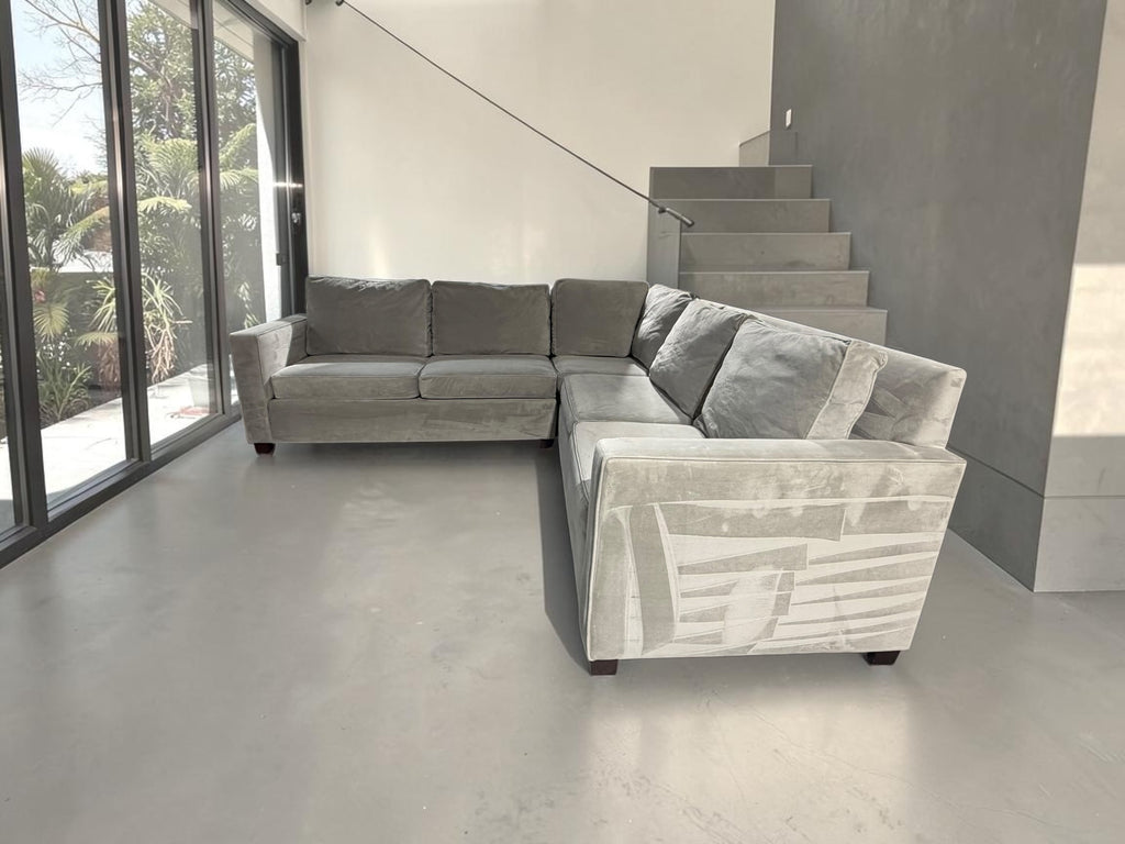 West Elm Harris 105” 3-Piece L-Shaped Sectional in Velvet Gray Microfiber