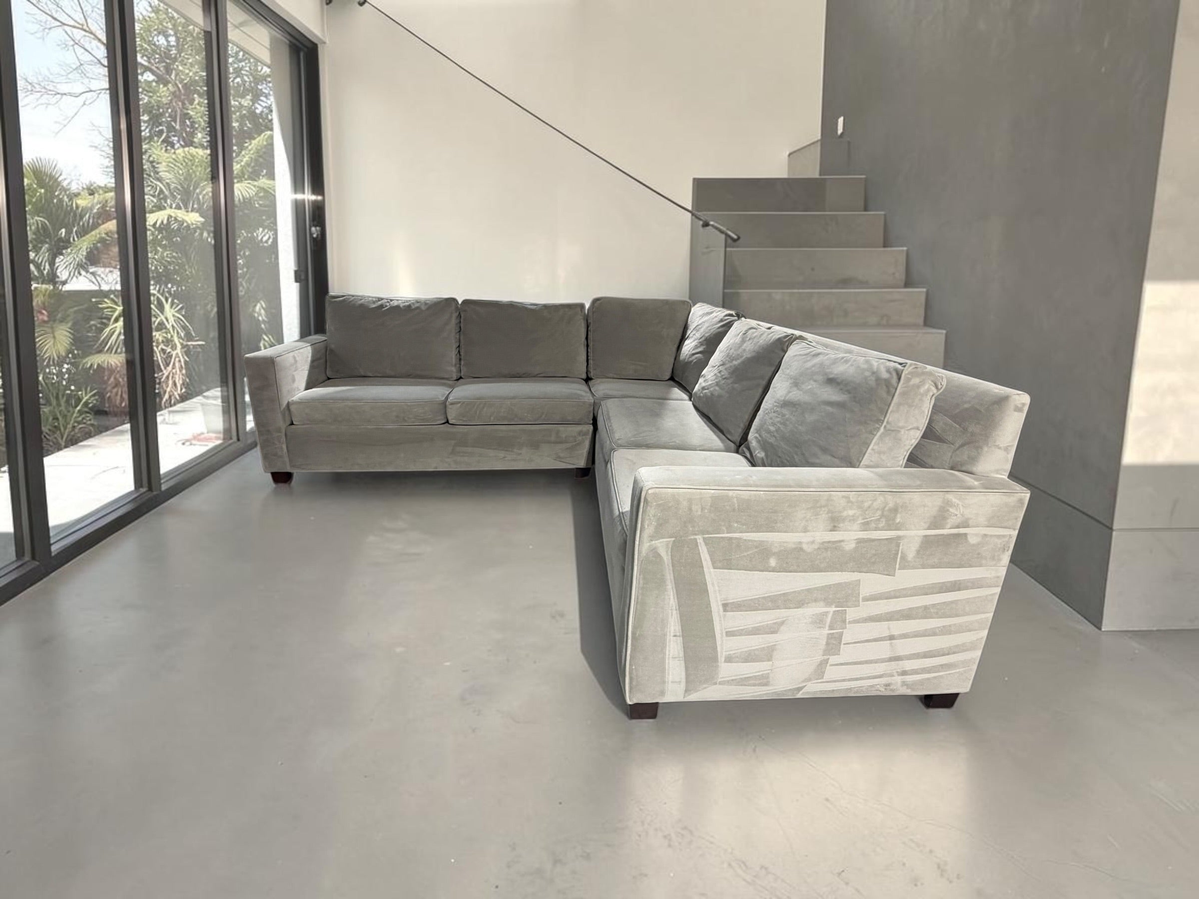 West Elm Harris 105” 3-Piece L-Shaped Sectional in Velvet Gray Microfiber