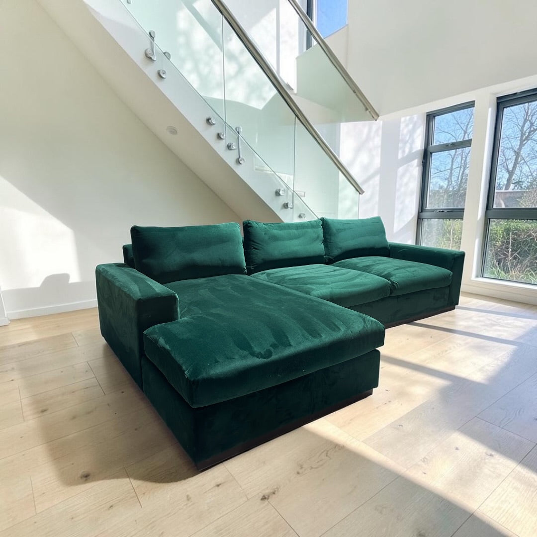 Joybird Holt 122” 2 Piece Sofa Chaise Sectional in Royale Evergreen.