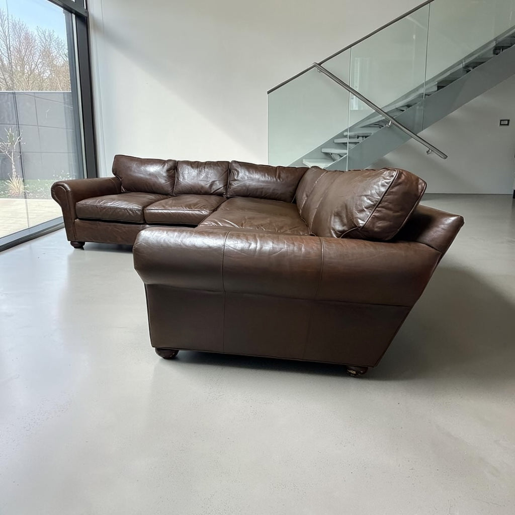 Restoration Hardware RH Original Lancaster 9ft Right Arm L- Sectional Sofa in Italian Brompton Cocoa.