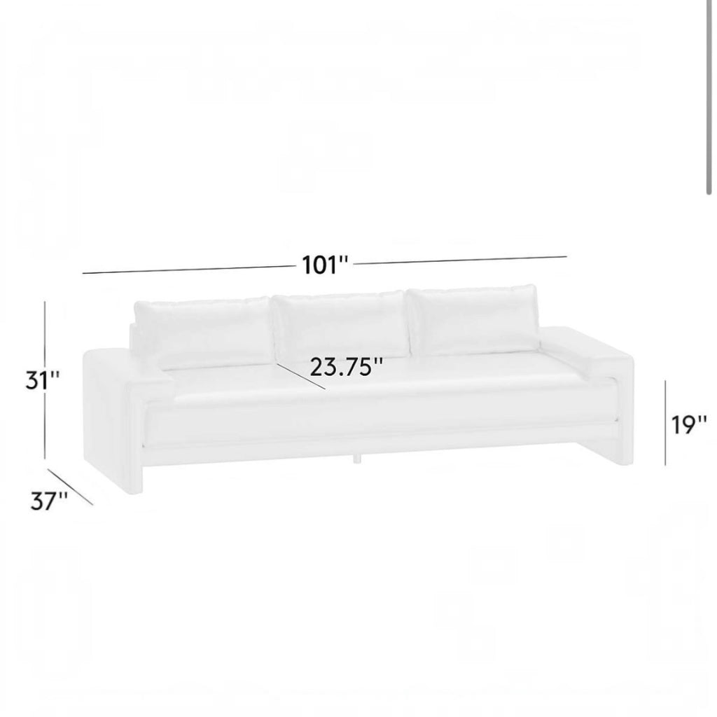 CB2 Crate & Barrel Camden 101" White Performance Fabric Sofa in Nomad Marshmallow