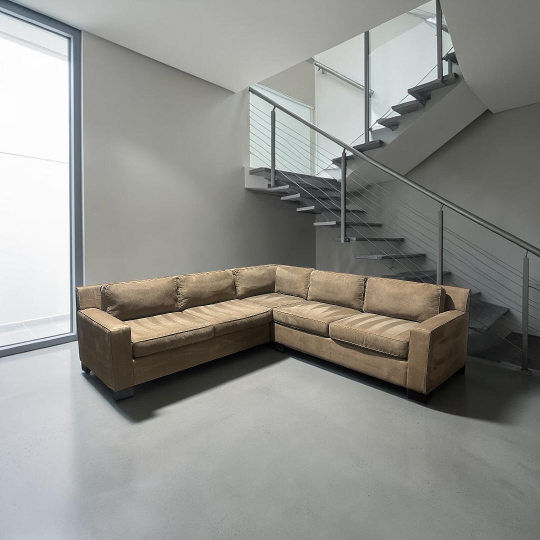 West Elm Urban 95” x 95” L Shape, 3 Piece Sectional in Amalfi Cappuccino Herringbone Microfiber