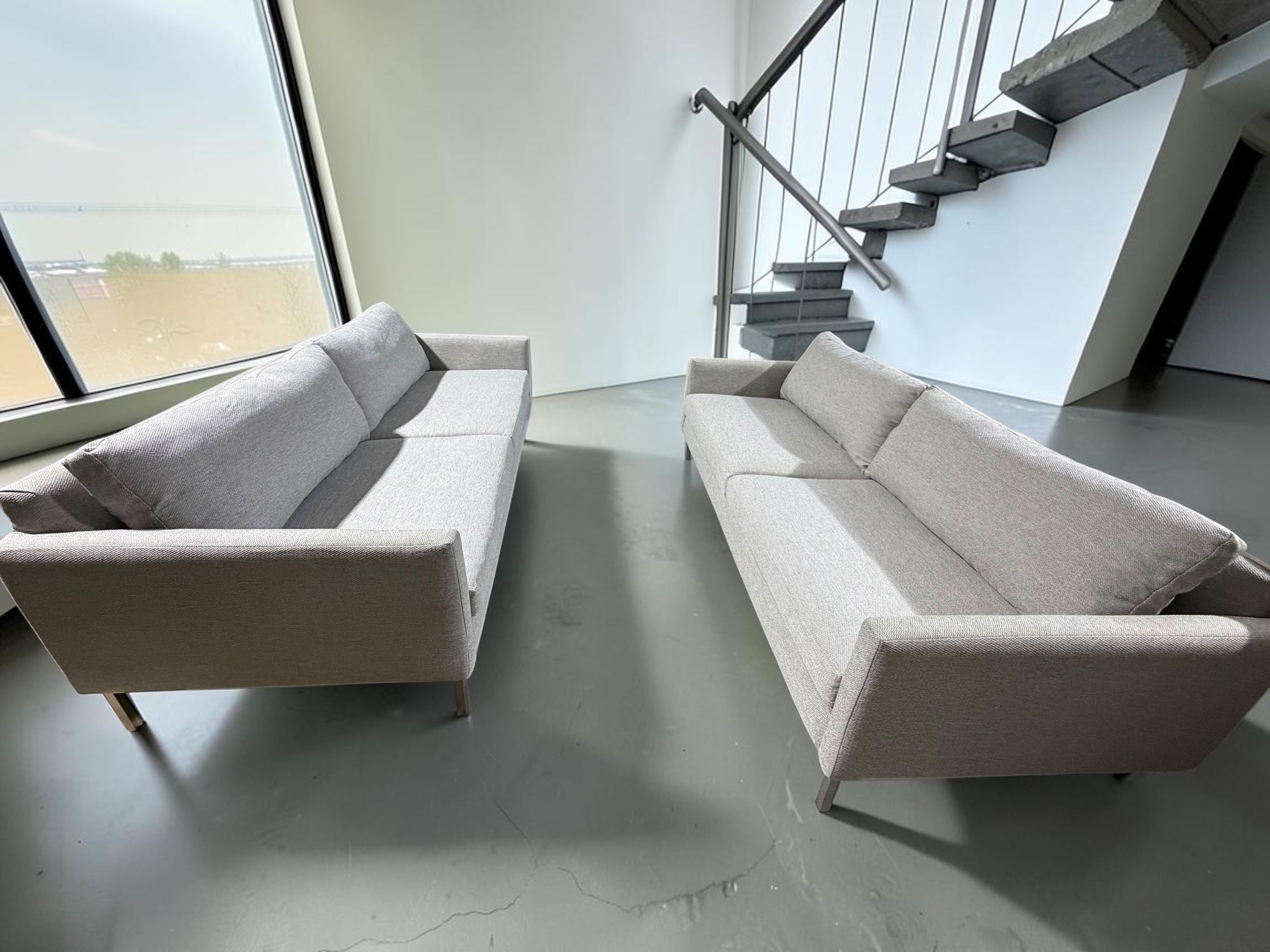 Crate & Barrel Studio Series Track Arm Sofa in Linen Fog