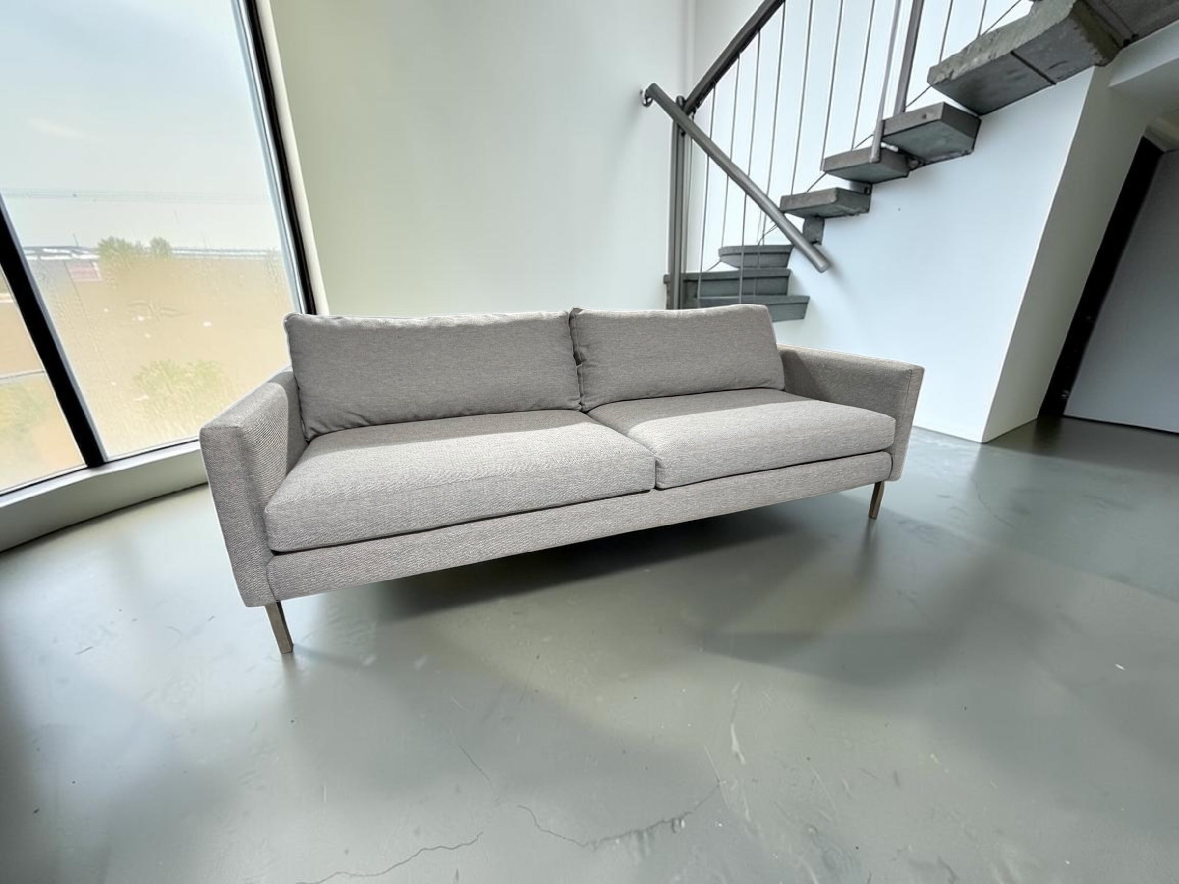 Crate & Barrel Studio Series Track Arm Sofa in Linen Fog
