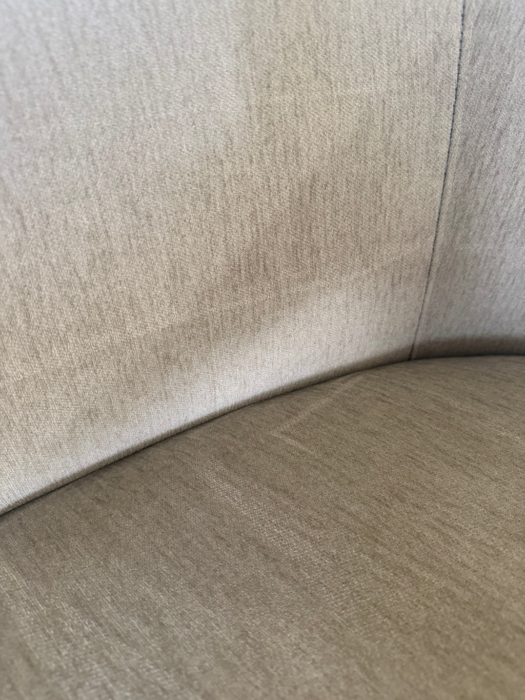 Crate & Barrel Infiniti 88” Curve Back Sofa in Synergy 
Fabric, Oatmeal Heathered Chenille
