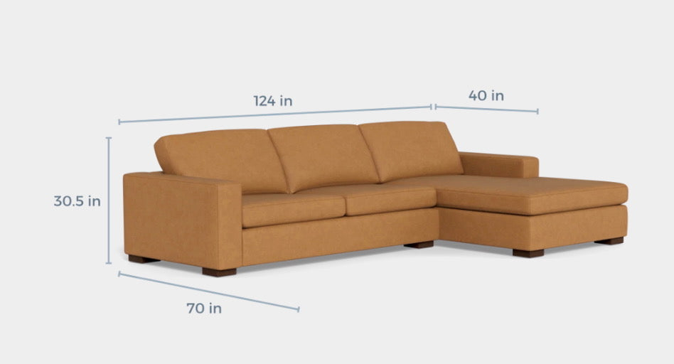 Albany Park Barton Sofa Chaise 2 Piece Sectional Sofa in Camel Tan Vegan Leather