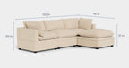 Albany Park Kova 122” Sofa + Storage Ottoman 4 Piece Pillow Cushion in Almond Performance Velvet