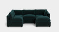 Albany Park Kova 5 Piece Pillow Cushion Modular 5 Piece L-Shape + Storage Ottoman Dark Teal Performance Velvet