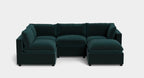 Albany Park Kova 5 Piece Pillow Cushion Modular 5 Piece L-Shape + Storage Ottoman Dark Teal Performance Velvet