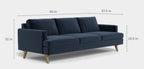 Albany Park Lido 86" Sofa in Navy performance velvet, Walnut feet