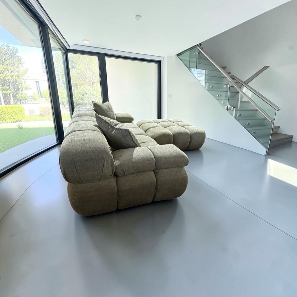 Rove Concepts Belia Sofa w/ Ottoman in Sage Velvet