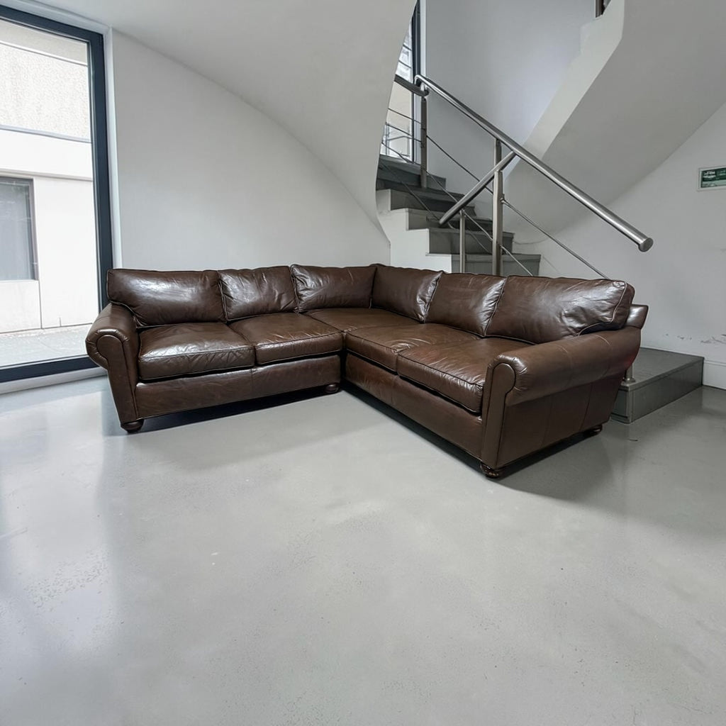 Restoration Hardware RH Original Lancaster 9ft Right Arm L- Sectional Sofa in Italian Brompton Cocoa.
