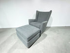 Room & Board Kennedy Swivel Glider Chair w/ ottoman in Declan Haze