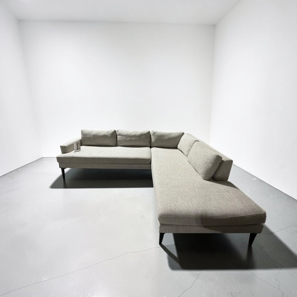 West Elm Andes 105" 2-Piece Bumper Chaise Sectional in Gravel Twill