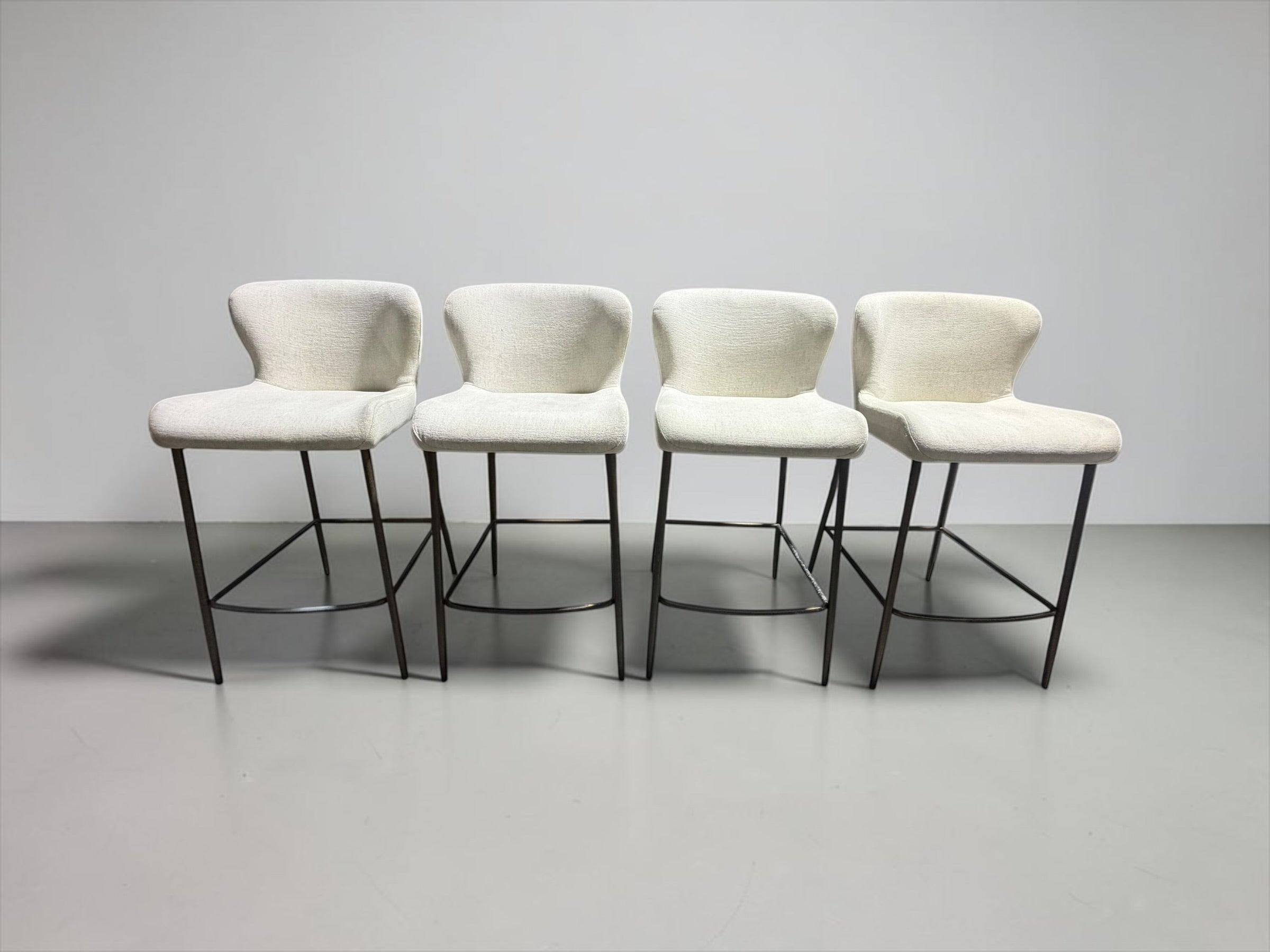 Arhaus Kirsten 2 x Counter Stools in Nomad Snow and brushed gold metal