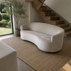 Crate & Barrel Infiniti 88” Curve Back Sofa in Synergy 
Fabric, Oatmeal Heathered Chenille