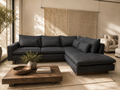 West Elm Harmony 2-Piece Sofa Chaise Sectional in Chunky Black Chenille
