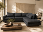 West Elm Harmony 2-Piece Sofa Chaise Sectional in Chunky Black Chenille